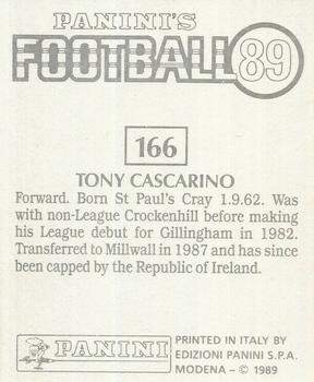 1988-89 Panini Football 89 (UK) #166 Tony Cascarino Back
