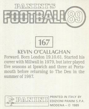 1988-89 Panini Football 89 (UK) #167 Kevin O'Callaghan Back