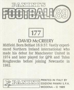 1988-89 Panini Football 89 (UK) #177 David McCreery Back