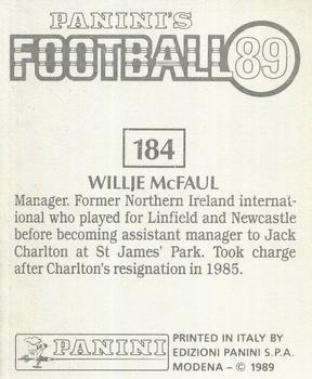 1988-89 Panini Football 89 (UK) #184 Willie McFaul Back