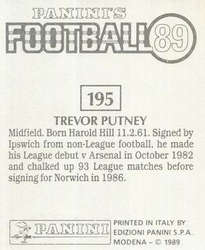 1988-89 Panini Football 89 (UK) #195 Trevor Putney Back
