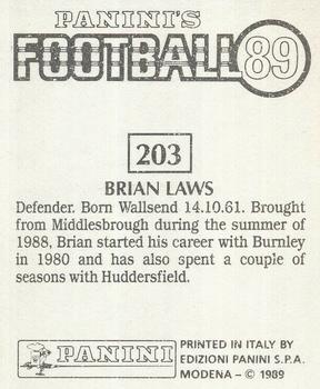 1988-89 Panini Football 89 (UK) #203 Brian Laws Back