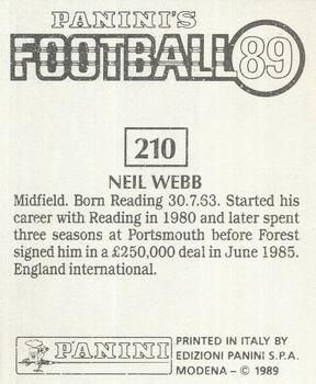 1988-89 Panini Football 89 (UK) #210 Neil Webb Back