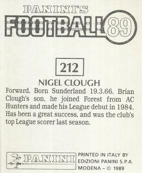 1988-89 Panini Football 89 (UK) #212 Nigel Clough Back