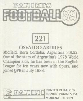 1988-89 Panini Football 89 (UK) #221 Ossie Ardiles Back