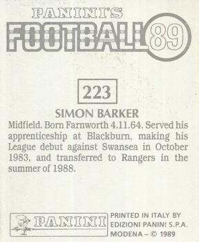 1988-89 Panini Football 89 (UK) #223 Simon Barker Back