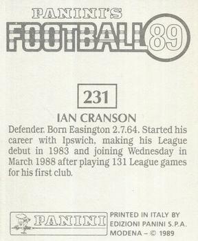 1988-89 Panini Football 89 (UK) #231 Ian Cranson Back