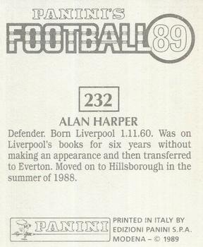 1988-89 Panini Football 89 (UK) #232 Alan Harper Back