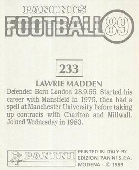 1988-89 Panini Football 89 (UK) #233 Lawrie Madden Back