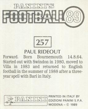 1988-89 Panini Football 89 (UK) #257 Paul Rideout Back