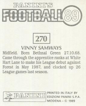 1988-89 Panini Football 89 (UK) #270 Vinny Samways Back