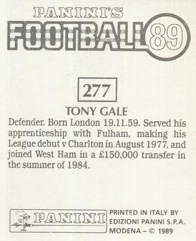 1988-89 Panini Football 89 (UK) #277 Tony Gale Back