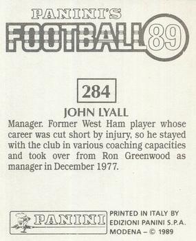 1988-89 Panini Football 89 (UK) #284 John Lyall Back