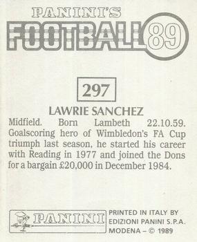 1988-89 Panini Football 89 (UK) #297 Lawrie Sanchez Back