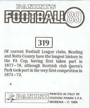 1988-89 Panini Football 89 (UK) #319 Action Art Back