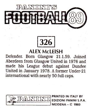 1988-89 Panini Football 89 (UK) #326 Alex McLeish Back