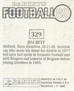 1988-89 Panini Football 89 (UK) #329 Jim Bett Back