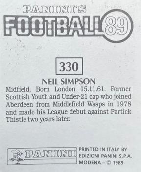 1988-89 Panini Football 89 (UK) #330 Neil Simpson Back
