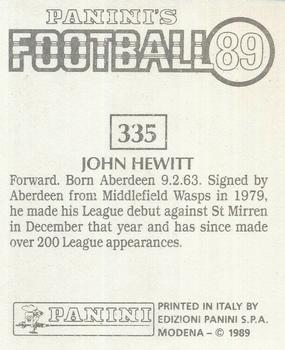 1988-89 Panini Football 89 (UK) #335 John Hewitt Back