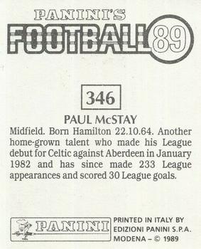 1988-89 Panini Football 89 (UK) #346 Paul McStay Back