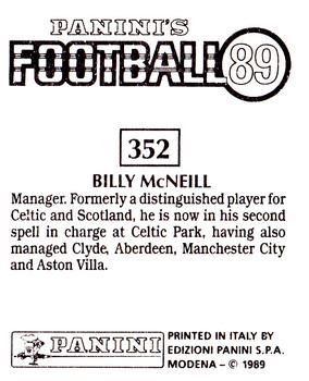 1988-89 Panini Football 89 (UK) #352 Billy McNeill Back