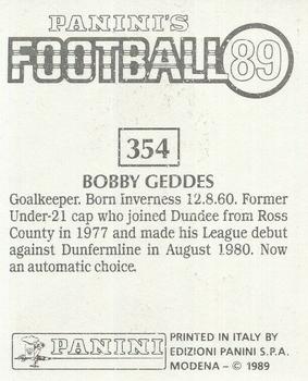 1988-89 Panini Football 89 (UK) #354 Bobby Geddes Back