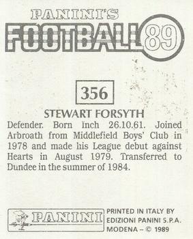 1988-89 Panini Football 89 (UK) #356 Stewart Forsyth Back