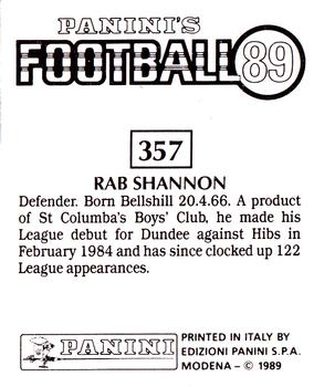 1988-89 Panini Football 89 (UK) #357 Rab Shannon Back