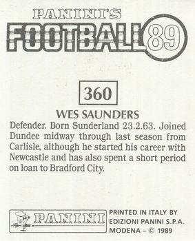 1988-89 Panini Football 89 (UK) #360 Wes Saunders Back