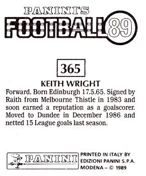 1988-89 Panini Football 89 (UK) #365 Keith Wright Back