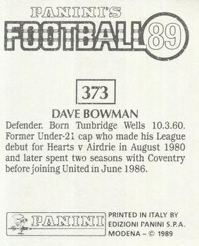 1988-89 Panini Football 89 (UK) #373 Dave Bowman Back