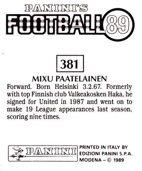 1988-89 Panini Football 89 (UK) #381 Mixu Paatelainen Back