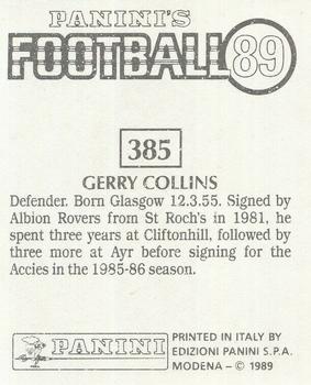 1988-89 Panini Football 89 (UK) #385 Gerry Collins Back