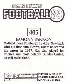 1988-89 Panini Football 89 (UK) #405 Eamonn Bannon Back