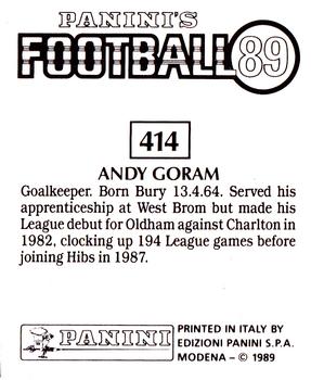 1988-89 Panini Football 89 (UK) #414 Andy Goram Back