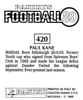 1988-89 Panini Football 89 (UK) #420 Paul Kane Back