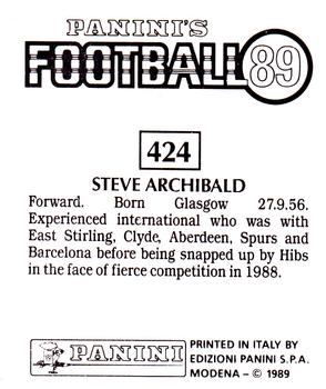 1988-89 Panini Football 89 (UK) #424 Steve Archibald Back