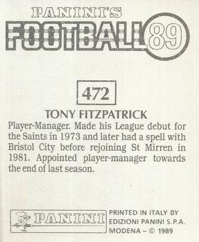 1988-89 Panini Football 89 (UK) #472 Tony Fitzpatrick Back