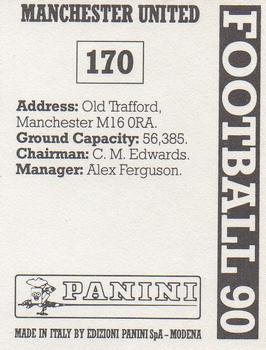 1989-90 Panini Football 90 (UK) #170 Manchester United Badge Back