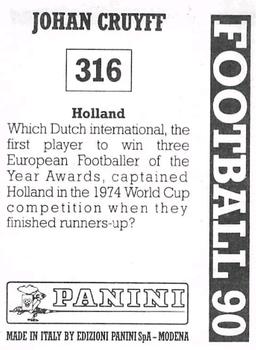 1989-90 Panini Football 90 (UK) #316 Johan Cruyff Back