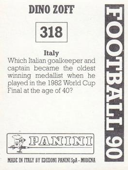 1989-90 Panini Football 90 (UK) #318 Dino Zoff Back