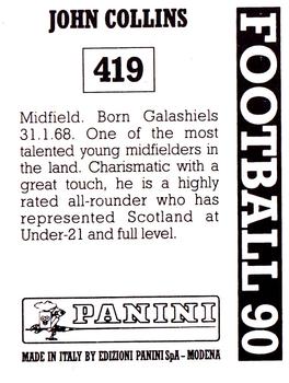 1989-90 Panini Football 90 (UK) #419 John Collins Back