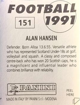 1990-91 Panini Football 91 (UK) #151 Alan Hansen Back