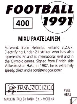 1990-91 Panini Football 91 (UK) #400 Mixu Paatelainen Back
