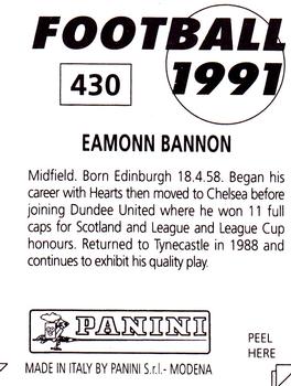 1990-91 Panini Football 91 (UK) #430 Eamonn Bannon Back