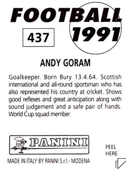 1990-91 Panini Football 91 (UK) #437 Andy Goram Back