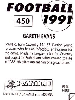 1990-91 Panini Football 91 (UK) #450 Gareth Evans Back