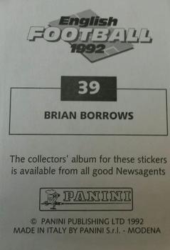 1991-92 Panini English Football 92 #39 Brian Borrows Back