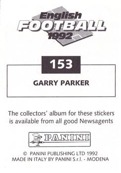 1991-92 Panini English Football 92 #153 Garry Parker Back