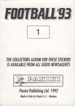 1992-93 Panini Football '93 (England) #1 David Seaman Back